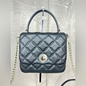 Kate Spade Natalia Black Quilted Leather Square Crossbody Handbag
